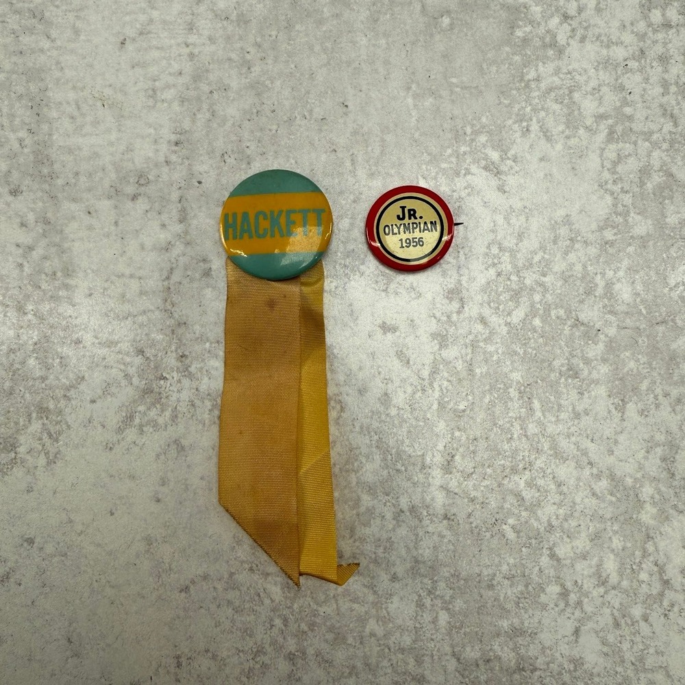 True Vintage 1956 Jr. Olympian &‎ Hackett Small Pin & Ribbon